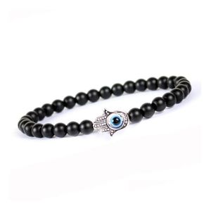 Beaded 20 pièces/lot turc mauvais yeux perles brins Bracelet noir pierre naturelle perles obsidienne hommes Braslet pour femmes Yoga main bijoux Dhepc