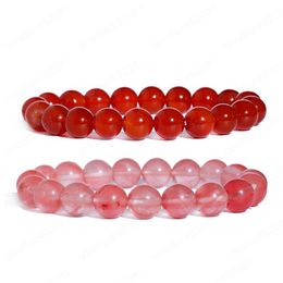 Perlé 2Pcs / Lot Main Charme Hommes Tissage Bracelet Ethnique 10Mm Perles De Pierre Rouge Bracelets Pour Femmes Yoga Amitié Drop Delivery Juif Dhken