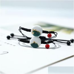 Perlé 2pcs assortis brins magnétiques bracelets couple ensemble fait à la main mer montagne serment amour relation bracelet attrat l'un l'autre J Dhpzo