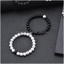 Con cuentas 2 unids / set Pulsera de cuentas de distancia magnética Pareja Amantes del corazón minimalista Pulseras de amistad a juego para mujeres Drop Dhgarden Dhxtc