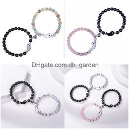 Kralen 2 stks / set magnetische afstand kralenarmband paar minimalistische hartliefhebbers bijpassende vriendschapsarmbanden voor vrouwen drop Dhgarden Dhjxz