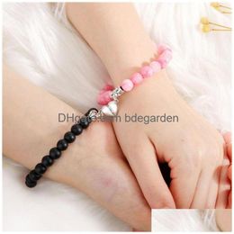 Bracelet de perles Bracelet 2PCS / Set Magnetic Distance Bracelet Couple de cœur Minimalistes Amorces Bracelets d'amitié pour les femmes C3 Dr Dhrkh