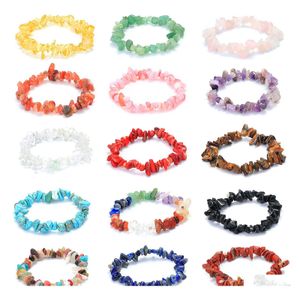 Perles 30pcs Bracelet de pierre de pierre naturelle Irregar Crystal Stretch Perles Bracelets Bracelets Bangles Quartz Braceux pour femmes Dhjy4