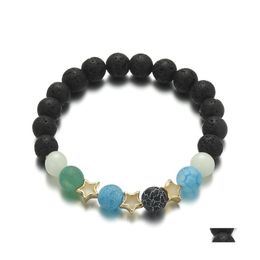 Perlé 4 Style Mode Bracelets Lumineux Pierre Volcanique Étoile En Forme D'huile Essentielle Diffuseur Bracelet Bracelet Femmes Bijoux Noël Dhisk