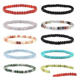 Perlé 4mm 6mm 8mm brins de pierre naturelle perlé bracelets de charme élastiques pour femmes hommes bracelet bijoux de yoga faits à la main livraison directe Jewe Dhbzo