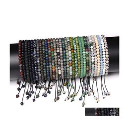 Kralen 4 mm stenen kralen armband voor vrouwen natuurlijke agataten onyx lapis lazi geweven armbanden verstelbare sieraden drop levering dhqr9