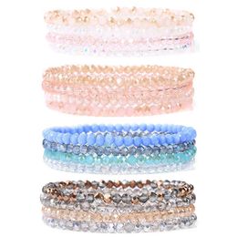 Kralen 4 stks/set kristalarmbanden voor vrouwen meisjes natuursteen kralen armbanden grijs roze witte blauwe serie kristal mode -sieraden 240423