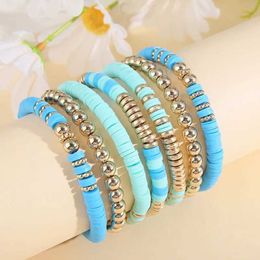 Boaded 6/7 piezas Bohemio Polymer Clay Bracelet Juego de chapas de color elástica de múltiples capas para mujeres Accesorios de joyería de moda