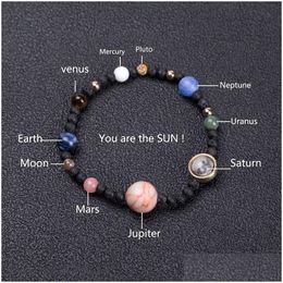 Per perle 6 styles Système solaire neuf planètes Bracelet Bracelet Natural Stone Universe Yoga Chakra For Women Men Bijoux Drop délivre Dhgarden DH05B