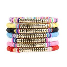 Con cuentas de 6 mm Hilos de cuentas Surfer Heishi Pulseras Apilables Colorf Estiramiento Brazalete de oro Elástico Bohemia Verano Playa Joyería Regalos Dhga Dhivs