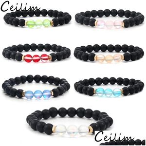 Perlé 6Mm Design De Mode Cristal Verre Flash Pierre Perle Bracelet Pour Femmes Hommes Colorf Naturel Noir Mat Agate Ethnique Drop Deliver Dhbxr