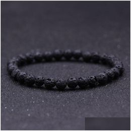 Kralen 6Mm Natuurlijke Zwarte Lavasteen Kraal Armband Diy Aromatherapie Essentiële Olie Diffuser Voor Vrouwen Drop Levering Sieraden armbanden Dhedy