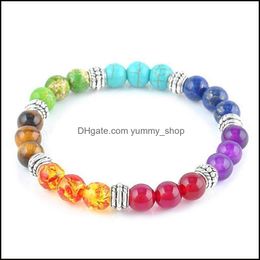 Con Cuentas 7 Chakra Aura Cristal Curativo Yoga Nce Pulsera Elástica Hombres Y Mujeres 8 Mm 10 Mm Curación Simple 12 Piezas Pulsera De Joyería De Entrega De Gota Dhqg4