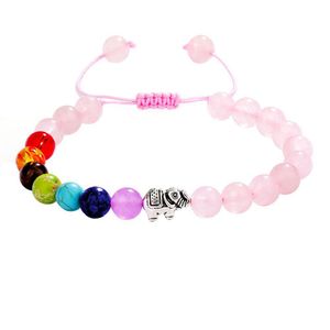 Perlé 7 Chakra Perle Bracelet Perles De Pierre Naturelle Yoga Alliage Métal Sier Plaqué Éléphant Charme Bracelets Amitié Bijoux Dr Dhgarden Dhvzx