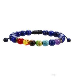 Kralen 7 chakra kralen strengen yoga armband mannen lava genezing nce kralen reiki boeddha gebed natuursteen frosted zwart agaat armband dhbok dhbok