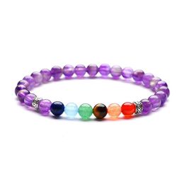 Pulsera de 7 chakras con cuentas Regalos de joyería para damas de Navidad Heal Energy Blend Hombres y mujeres Yoga Cumpleaños Regalo de vacaciones Gota Deliv Dhgarden Dhobc