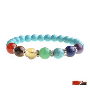 Kralen 7 edelsteen armband gepersonaliseerd 8 mm chakra semi -buikstenen natuurlijke ronde kralen genezende kristal elastische druppel afgifte je dhdate