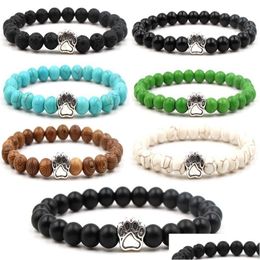 Kralen 7 stijlen vintage lava steen genezing power poot charme elastische stretch armbanden voor vrouwen en mannen beste cadeau drop levering je dha2t