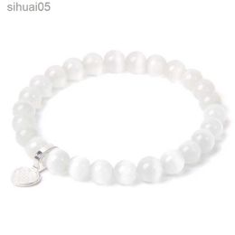 Kralen 8 mm witte maansteen kralen armbanden dames minerale steen balans yoga mala gebed braelet heren klassieke handgemaakte stretch armband YQ240226