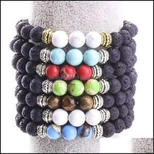 Kralen 8colors natuurlijke zwarte lava steen turkoois kralen armband etherische olie per diffuser voor vrouwen mannen drop levering sieraden brace ot9iz