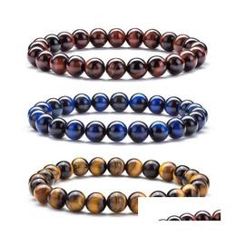 Perlé 8 mm aaddadd Natural Stone Men Femmes Tiger Eye Rock Rock Diffuseur Bracelet Elastic Yoga Agate Beads Uni Drop Livrot Jewel Dhgarden Dhpqi