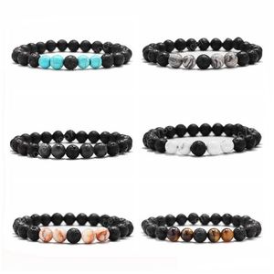 Perlé 8Mm Noir Pierre De Lave Turquoise Perle Bracelets Diffuseur D'huile Essentielle Bracelet Pour Femmes Hommes Bijoux Drop Delivery Bracelets Dhgtx