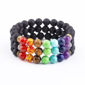 Perlé 8mm Pierre De Lave Reiki Sept Chakra Strand Bracelet Bricolage Aromathérapie Diffuseur D'huile Essentielle Bracelets Pour Femmes Hommes Yog Dhgarden Dhwh8