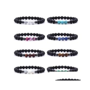 Con cuentas de 8 mm negro mate cuentas de piedra natural pulsera de hilo rojo azul verde ágatas hematita gema brazalete para mujeres hombres Buda energía Yog Dhyfn