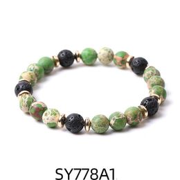 Perles 8mm mat vert impérial pierre perles hématite lave brin bracelets pour femmes hommes yoga bouddha énergie bijoux goutte Deli Dhgarden Dhzrl