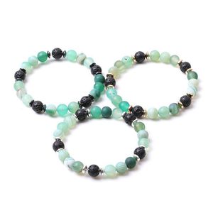 Kralen 8 mm matgroen streep agaat steen kralen hematiet lava streng armbanden voor vrouw mannen yoga boeddha energie sieraden drop dhgarden dhw0k