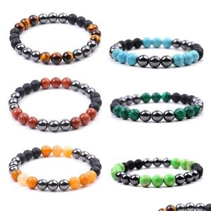 Perlé 8Mm Hommes Pierre Naturelle Brin Bracelet Noir Hématite Oeil De Tigre Malachite Kallaite Perles Bracelets Bracelets Pour Femme Y Dhgarden Dh5Ge