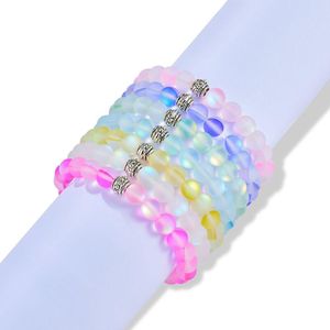 Perlé 8Mm Moonstone Stone Strand Bracelet Pour Femmes Hommes Yoga Brillant Verre Cristal Perle Charme À La Main Bracelet Bijoux Drop Deliv Dhlzm