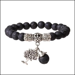 Perlé 8mm naturel noir pierre de lave turquoise arbre de vie bracelet bricolage aromathérapie diffuseur d'huile essentielle pour les femmes bijoux goutte d otgxd