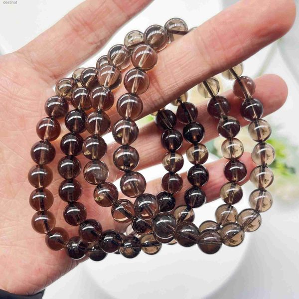 Beaded 8MM naturel Quartz fumé perlé Bracelet pierre de cristal de roche Reiki perles de guérison mode pour hommes femmes bracelets Yoga bijoux cadeau L24213