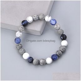 Perlé 8mm Pierre Naturelle À La Main Perles Brins Mâle Charme Bracelets Yoga Élastique Bracelet Party Club Bijoux Pour Hommes Drop Livraison Je Dhsuw