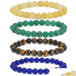Perlé 8Mm pierre naturelle fait à la main brins de perles Yoga bracelets de charme pour femmes hommes amoureux bracelet élastique bijoux de mode goutte livrer Dheri