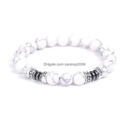 Perlé 8Mm pierre naturelle lave oeil de tigre Howlite hématite perles Bracelet pour femmes hommes bouddha énergie Yoga bijoux livraison directe Bracel Dhp56