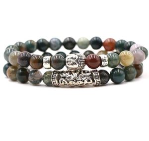 Perlé 8mm Pierre Naturelle Lave Turquoise Perles Bracelet Ensemble Pour Hommes Yoga Chakra Énergie Bijoux Cadeau Volcan Perle Bouddha Tête Élastique Otgk1