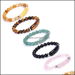 Perlé 8Mm Pierres Naturelles Bracelets Oeil De Tigre Brins Bracelets Guérison Rose Cristal Précieux Pierres Précieuses Mode Femmes Hommes Stretch Ro23 Otznf