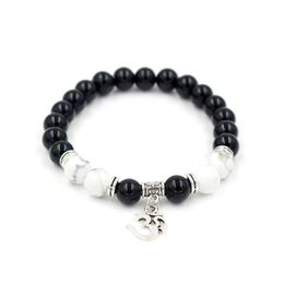 Kralen 8mm natuurlijk wit huile zwart onyx stonec boeddhistische boeddha hanger charme meditatie gebed gebeden mala armband drop levering 2 dhdl0