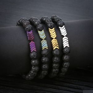 Kralen 8Mm Vulkaan Lava Boeddhisme Praying Mara Ketting Meditatie Edelstenen Kralen Sieraden Diffuser Armband Met Magneet Pijl Kraal Armband Dhzp9