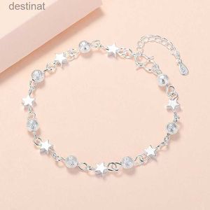 Pulsera fresca de estrella pequeña de Plata de Ley 925 con cuentas, pulseras de estrellas frescas para mujer, pulsera de cuentas redondas con personalidad, moda coreana L24213