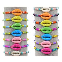 Cuentas de acrílico con cuentas de arroz pulsera de cuentas bohemias tobilleras joyería de playa de verano para mujeres regalo de niña entrega de joyería pulseras dhfnz