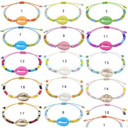 Kralen acryl schelp rijstkralen handgeweven armband Boheemse enkelbanden zomer strand sieraden voor vrouwen meisje drop levering juweel Dhgarden Dhxzm