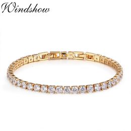 Brazalete con cuentas 15 cm-17 cm Ronda AAA CZ Cadena Color oro Pulsera de tenis Brazaletes para mujeres Niñas Regalo Joyería Pulseras Pulseras Bracciali Donna 230925