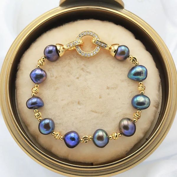 Beaded BaroqueOnly Bracelets de perles d'eau douce naturelles de haute qualité fermoir rond bijoux de perles irrégulières de couleurs mélangées personnalisables HD 231208