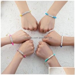 Personas con cuentas 11 piezas Taylor Swiftie Amistad Bracelets Juego de Surfer Heishi Beads Strands Fearless Letter Charmitable Clay Soft Boho Dhojq