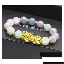 Perle perlé natural pierre d'agate perles brins bracelet chinois pixiu chanceux braves troupes charms feng shui bijoux for women drop deli dhytn