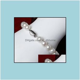 Bracelets de brins perlés de perles bijoux 8-9 mm Sea Sud Bracelet de perle rond blanc 7,5 à 8 pouces 925 Sier Drop Livraison 2021 nqzug dhxij