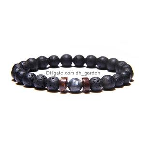 Bracelet de perles perlées pour hommes Perle de pierre volcanique naturelle Perle de Bouddha tibétain Chakra Bracelets Mode Drop Livraison Bijoux Brace Dhgarden Otefb
